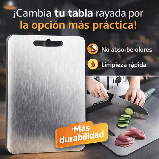 CleanCut™ Tabla de Acero Inoxidable – Más práctica, fácil de lavar y sin manchas