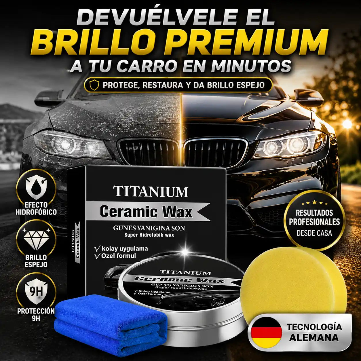 TitanWax® Cera Cerámica Restauradora — Devuélvele el brillo premium a tu carro