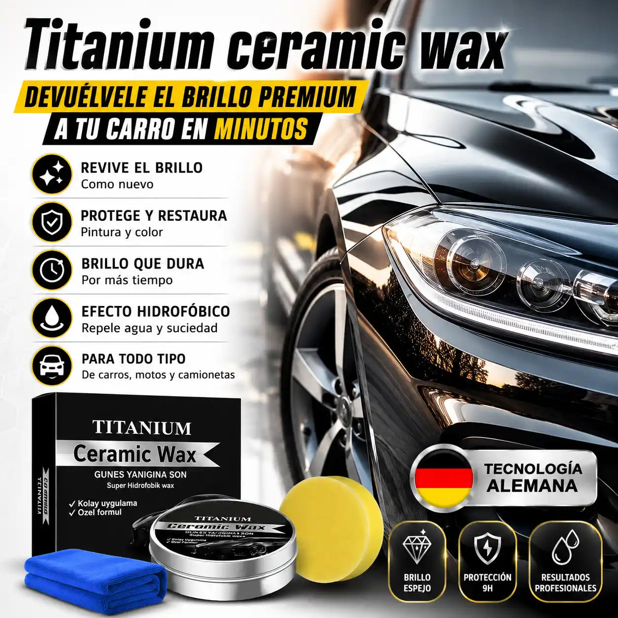TitanWax® Cera Cerámica Restauradora — Devuélvele el brillo premium a tu carro