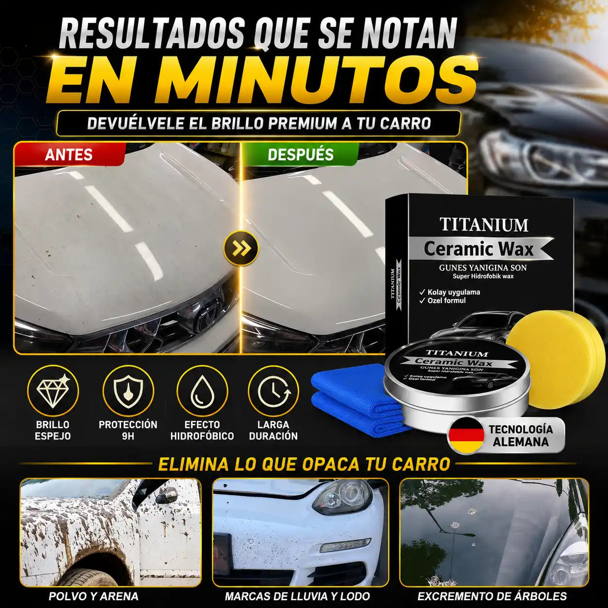 TitanWax® Cera Cerámica Restauradora — Devuélvele el brillo premium a tu carro
